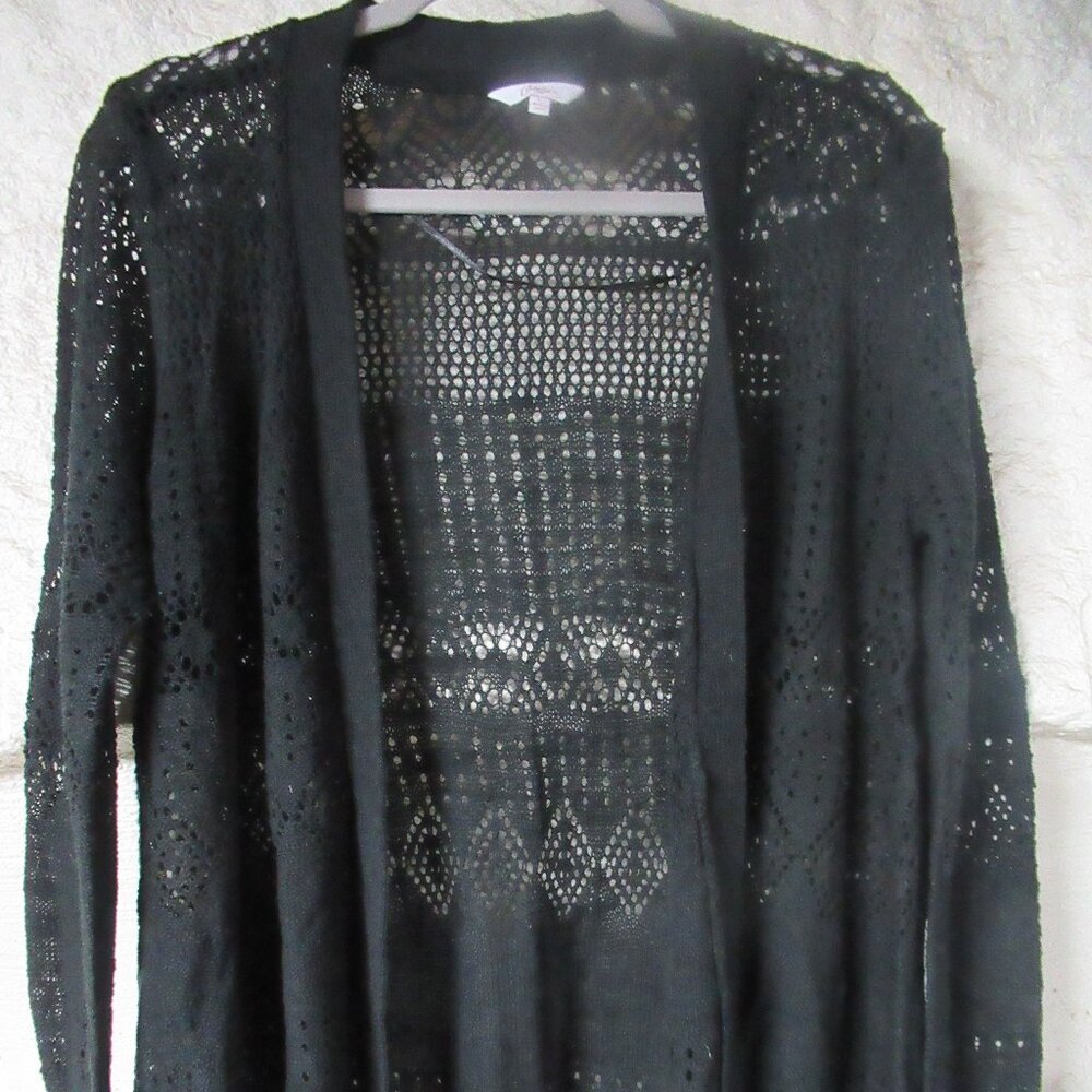 Black Open Knit Sweater Cardigan
